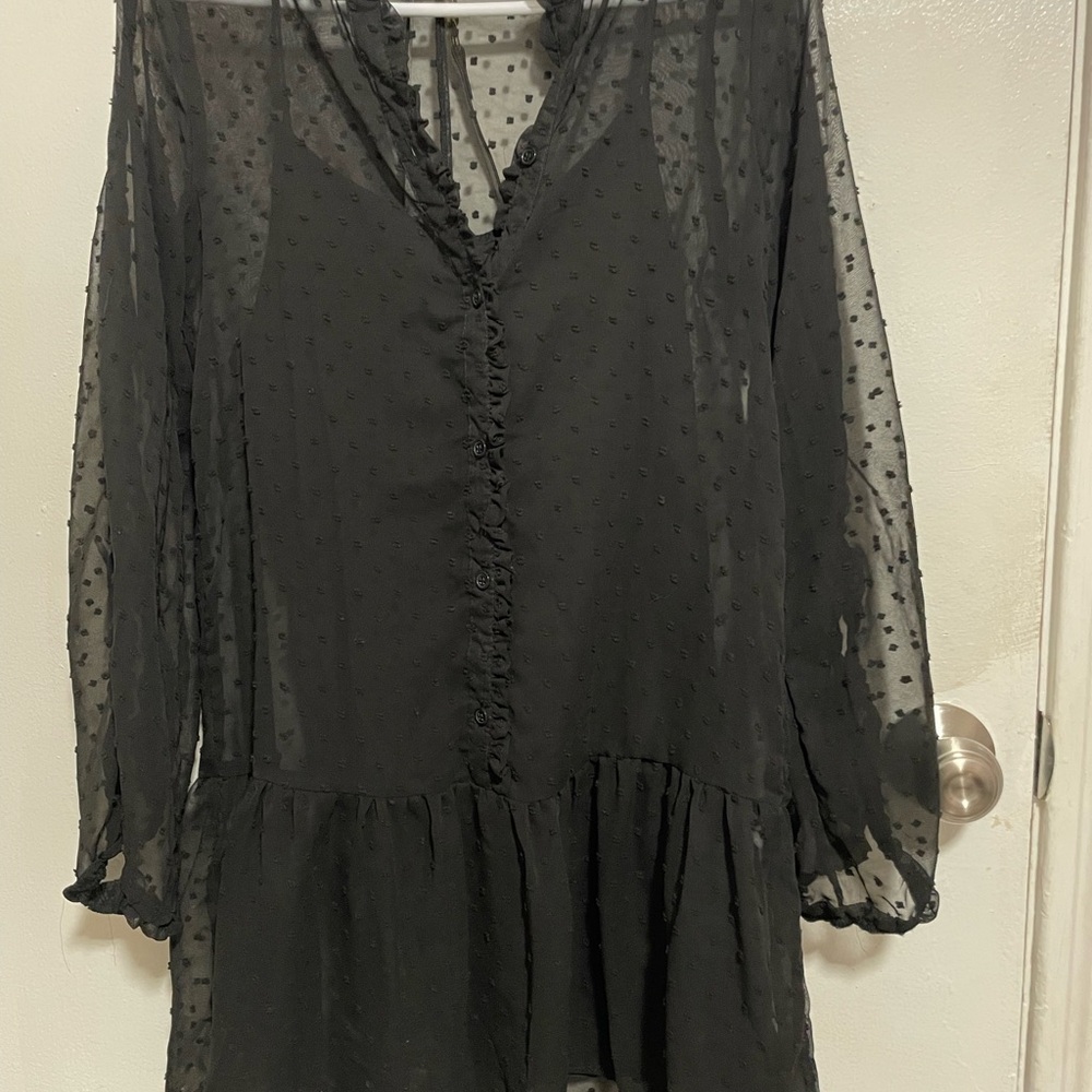 HYFVE Black Sheer Polka minie dress
